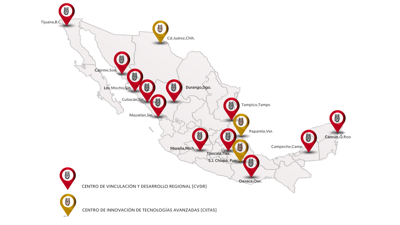 Ubicación de los CIITA y CVDR en el interior del país
